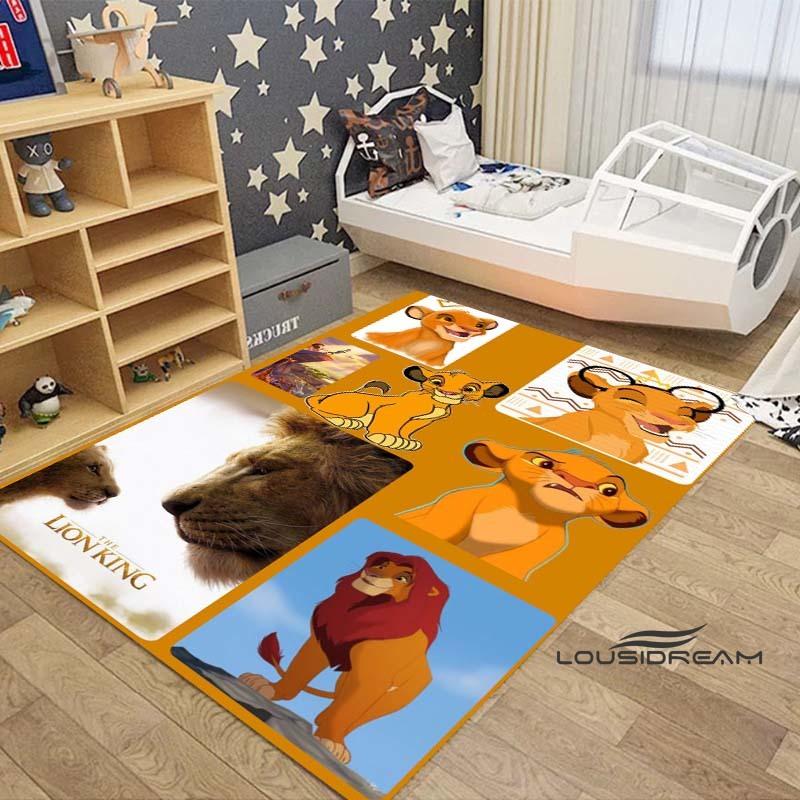 Customizable large Simba Lion King cartoon rug, suitable for living rooms, children's bedrooms, sofas, doormats, and is non-slip