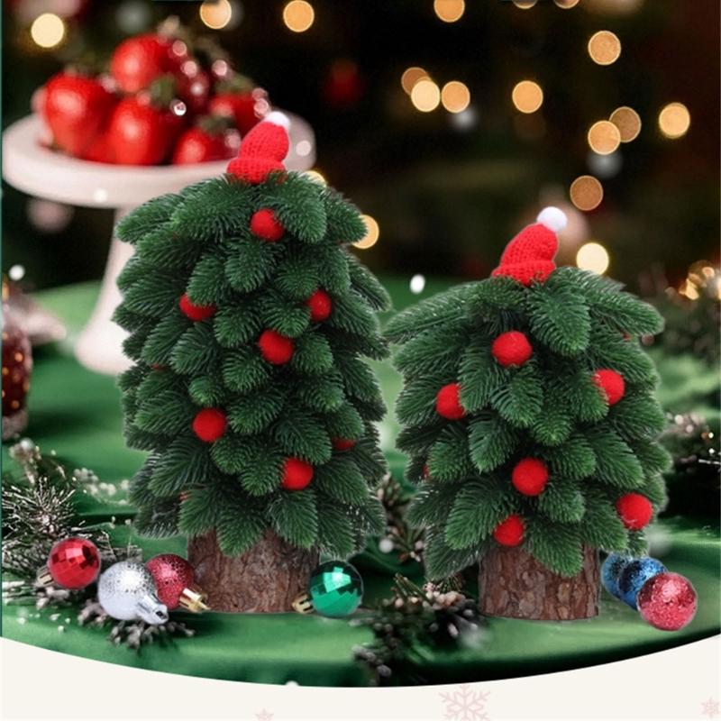 Miniature Realistic Christmas Tree Desktop Centerpieces For Holiday Decorating With Customizable Ornament And Lights