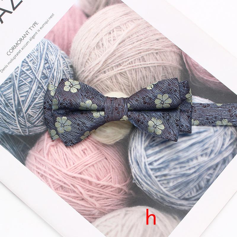 Färgvävd Jacquard Herrfluga 6cm Dubbellager Randig Liten Blomma Affärs Retro Kostym Skjorta Fluga