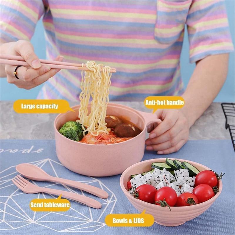 

CYCLI-Microwave Ramen Bowl Set With Chopsticks - Durable, Microwavable Noodle Cooker With Lid, Ideal For Dorms