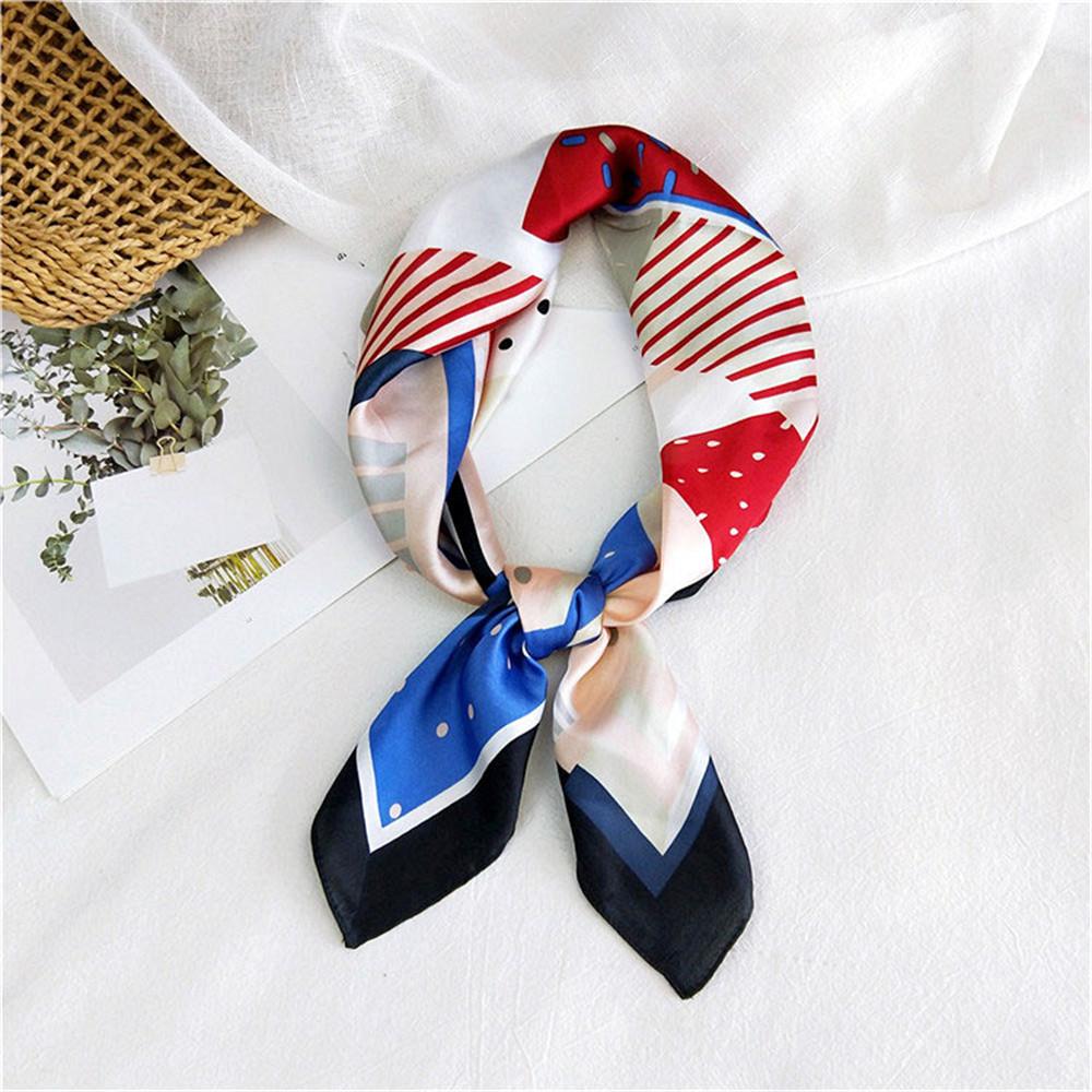 Floral Print Headkerchief Neck Scarves Women 70CM Square Headband Hijab Scarf For Ladies