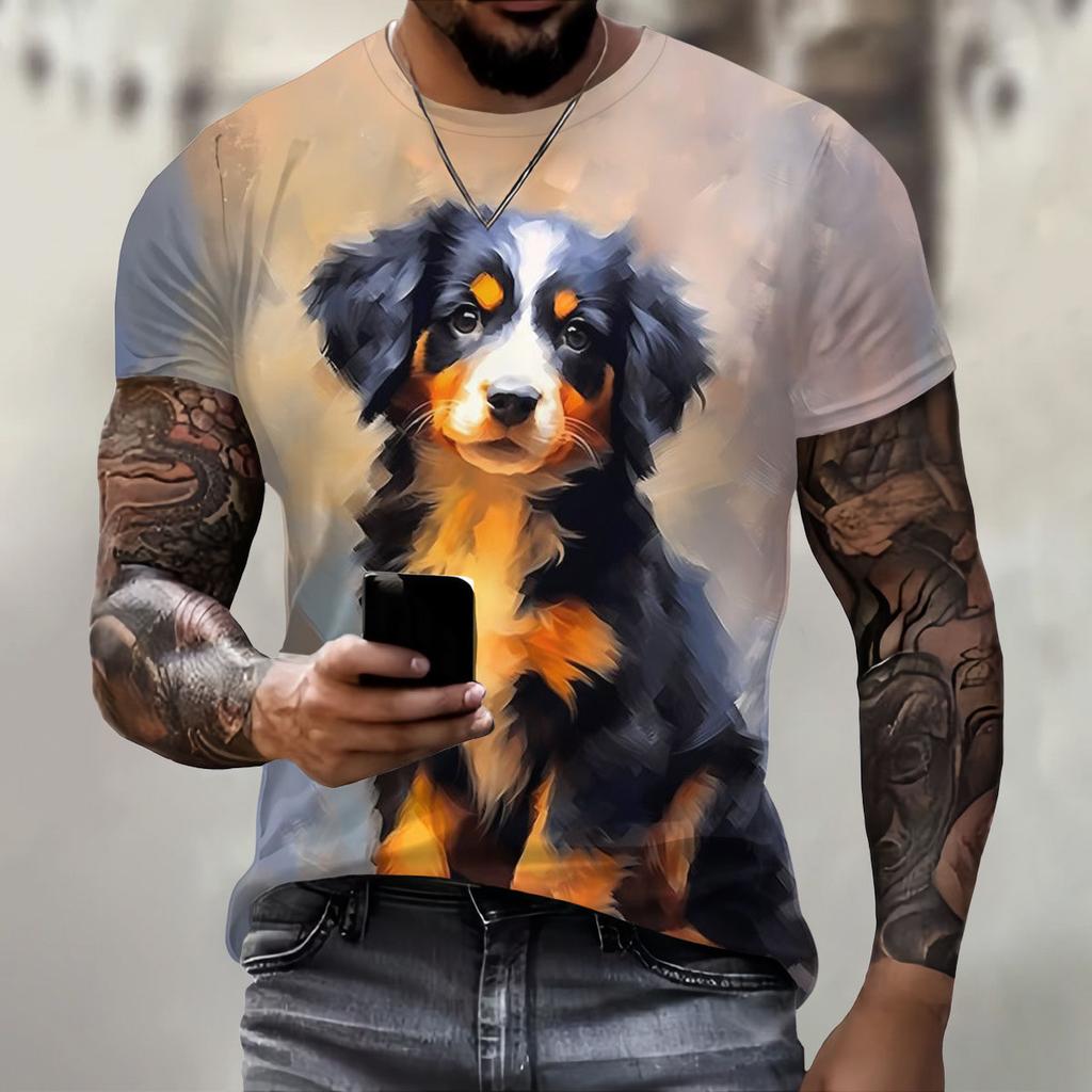 Funny Animal 3D Print T-Shirts Hip Hop Short Sleeve Oversized Men's T-shirts