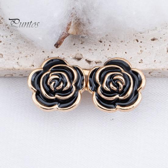 Metal Pants Tightener Pins 1 Pair Rose Waist Pins, No-sew Tighteners, Cincher Detachable Flower for Jeans Skirts Waistband Adjustment Tool