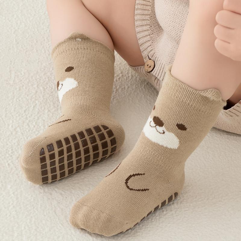 Kids Non-Slip Socks Cute Cartoon Pattern Baby Boys Girls Floor Socks Comfortable Breathable for Toddler Children Spring