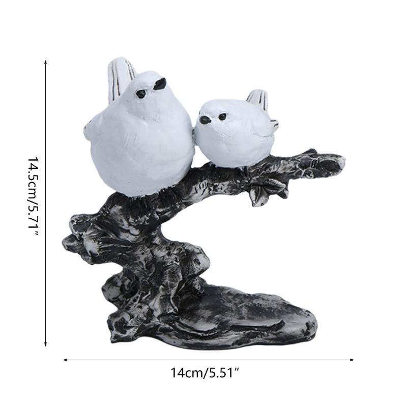 Animal Statue Modern Sculpture for Home Office Desk Decor Resin Birds Figurine Gifts Decorative Birds on Branch Statue
