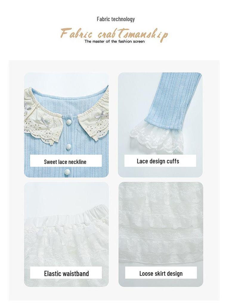 Autumn 2025 Girls' Preppy Korean Skirt Set - Sweet Spring Outfit