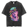 Summer Hot Sale JoJo Bizarre Adventure Anime Kujo Jotaro Cotton Casual Washed T-shirts Men Women Retro T Shirt Hip Hop Streetwear Oversized T-shirt