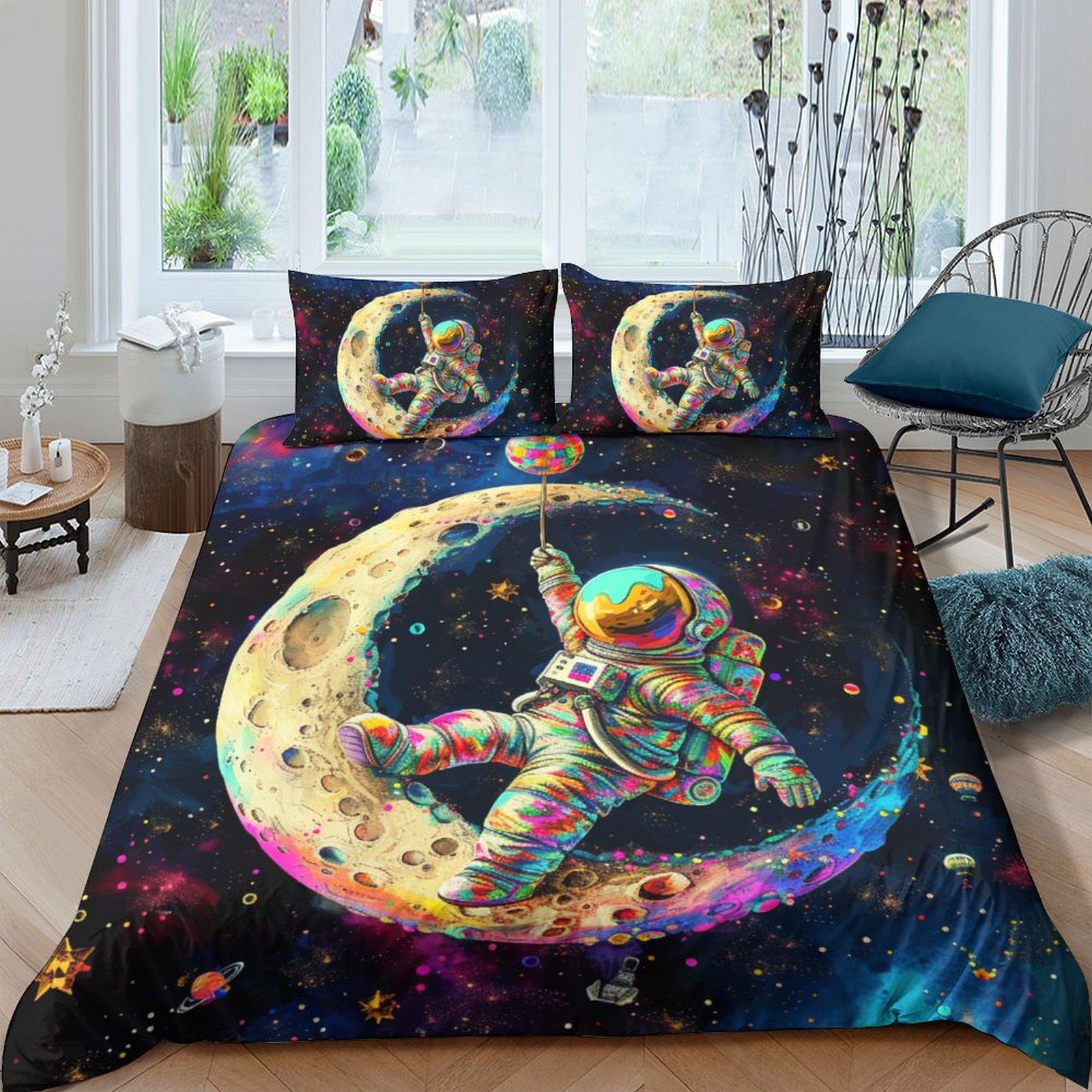 

Cartoon Astronaut 3D Printed Polyester Pillowcase Quilt Cover Two Or Three-Piece Set Can Be EU Single 135*200