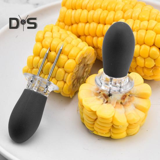 1 Pair Widely Used Corn Holder Reusable Sturdy Corn On The Cob BBQ Fork Skewer