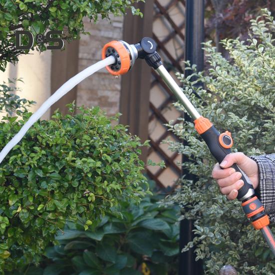 Baghetă de udare cu buton de control al debitului 8 moduri de pulverizare Baghetă metalică pentru stropire pentru furtun Pulverizator cu stâlp lung pentru gazon de grădină