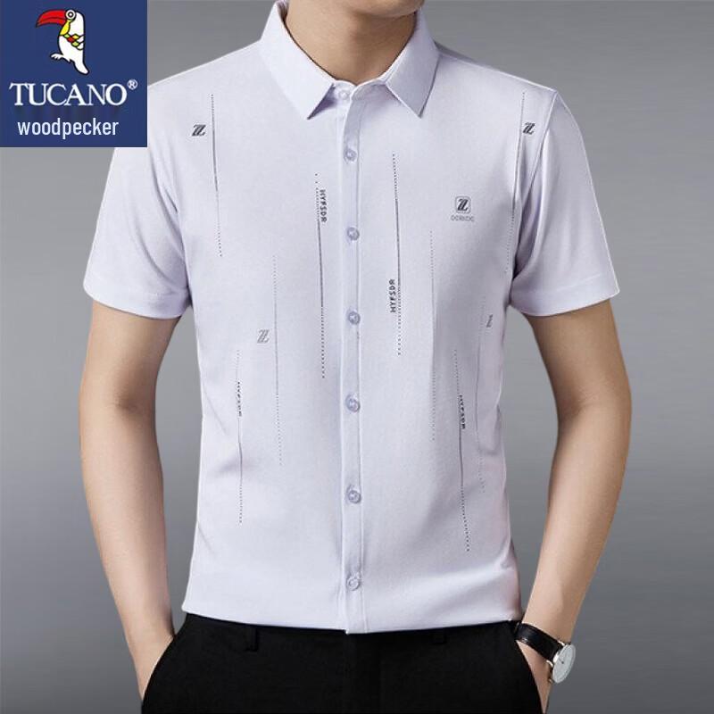 TUCANO Men s Business Casual Ice Silk Short Sleeve Shirt L