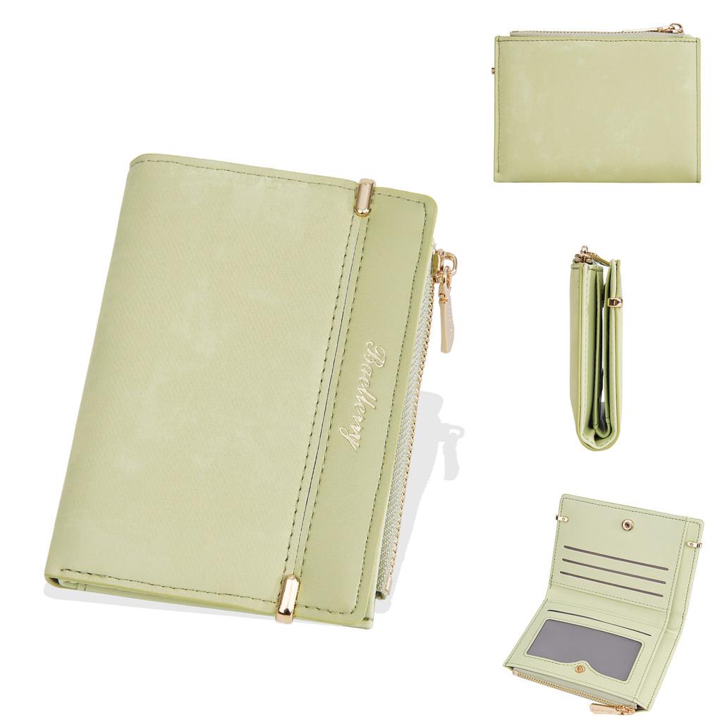 Ladies Wallet Card Wallet With Solid Color Letter Printed And Two Fold Design Pu Material For Daily Use