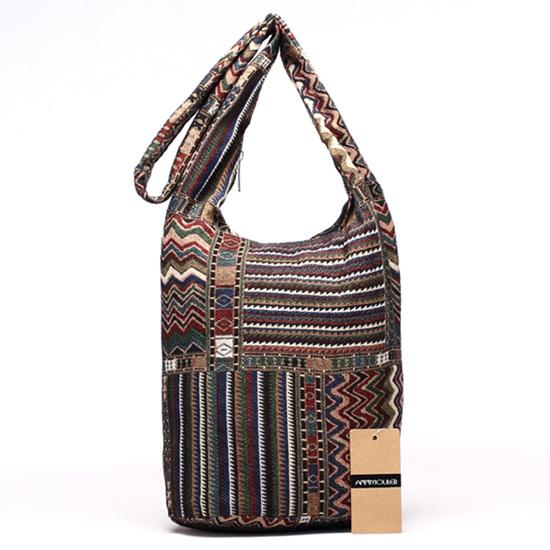 

Annmouler New Women Shoulder Bag Woven Fabric Messenger Bag Aztec Hippie Bag Capacity Crossbody Bag Female Bohemian Hobo (20cm Max Length 30cm)