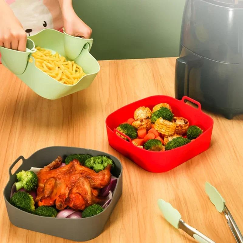 Reusable Airfryer Pan Liner Accessories Silicone Air Fryers Oven Baking Tray Pizza Chicken Airfryer Non-stick Silicone Mould