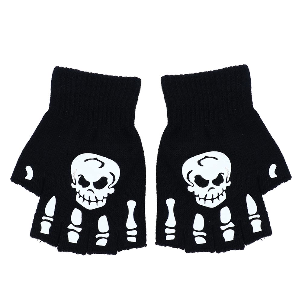 

Keep Warm Skull Hand Bone Non Slip Half-finger Gloves Fashion Accessories Halloween Luminous Mittens Full Finger Gloves
