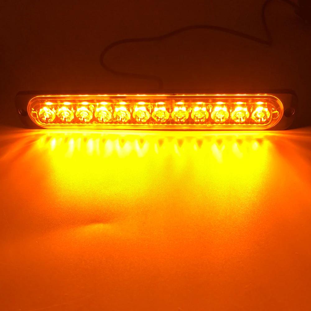 12LED Amber/White Car Truck Emergency Warning Hazard Flashing Strobe Light Bar Auto 12-24V Emergency Flashing Side Marker Light