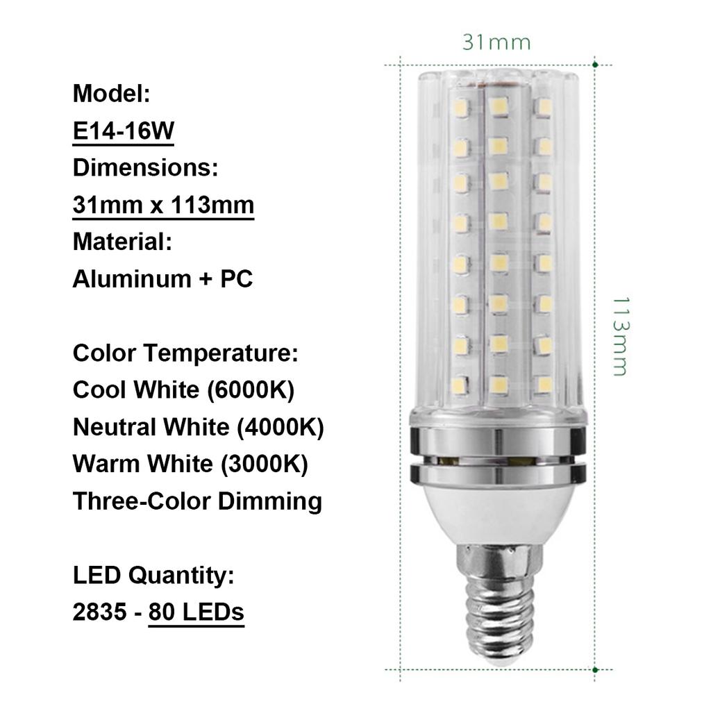 10X Led Corn Light Bulbs Smd 2835 Energy-saving Bulb 3-light-colors 6000k 4500k 3000k Pc/shell E14 Ses 85-265v 220v 20w 40w Lamp