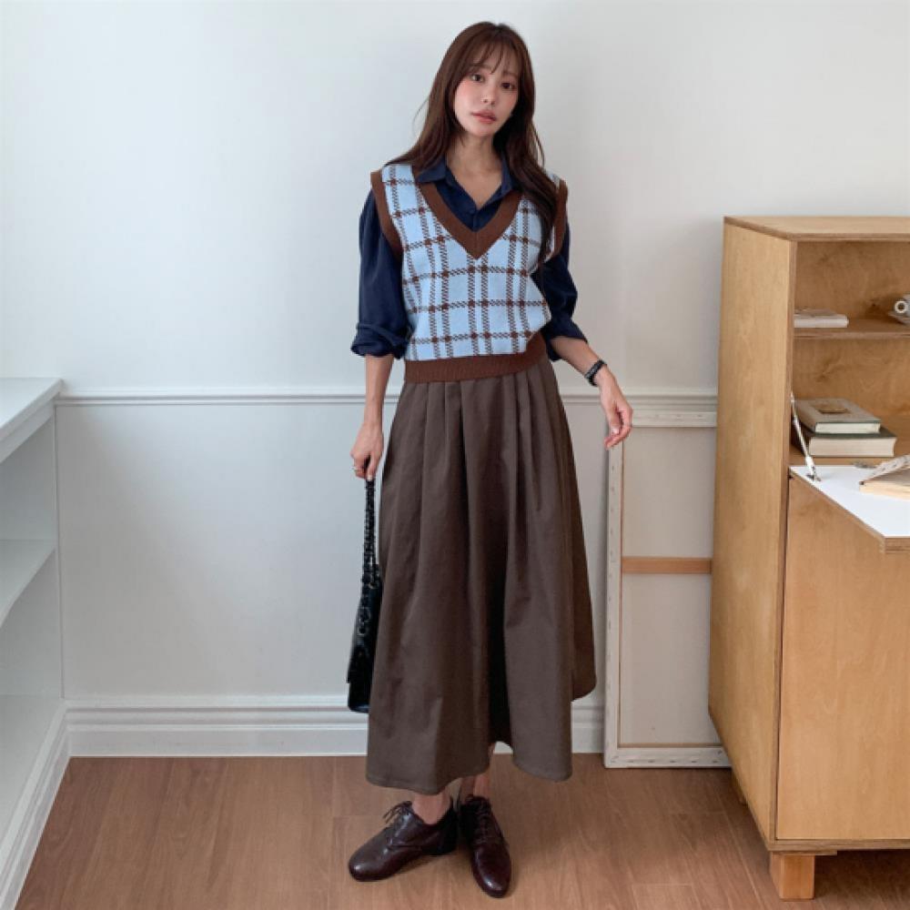New ArriVals Open Run Women Big Check Colorblock V Neck Knit Vest