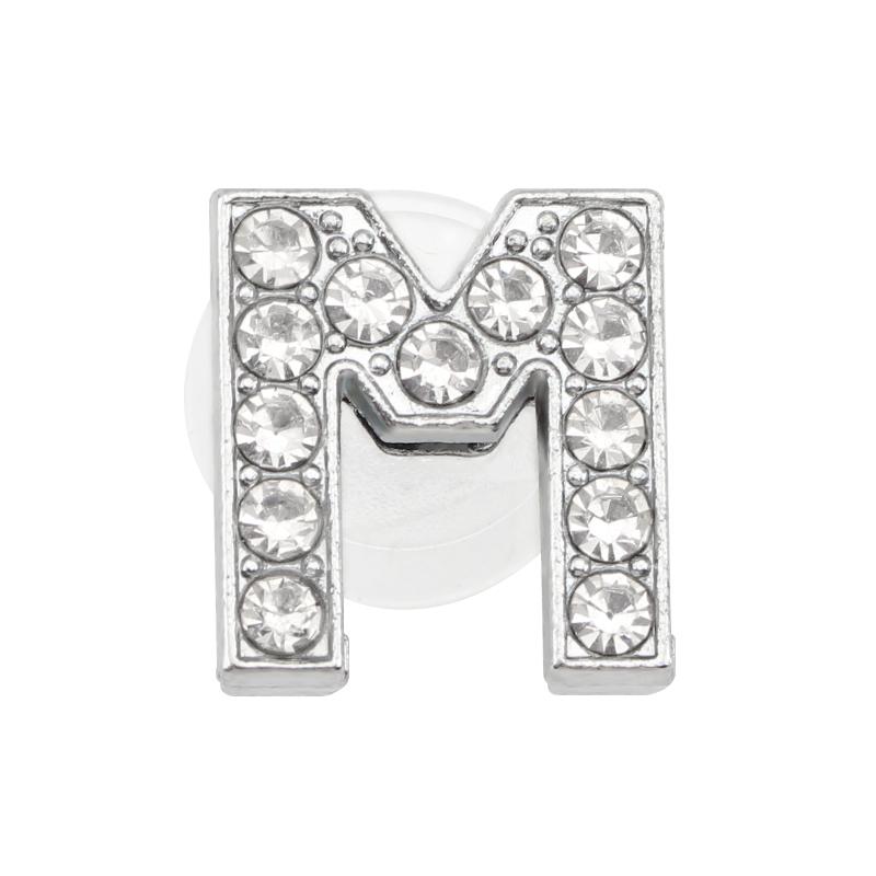 1PC Shoe Charms Glitter Rhinestone Letter Crystal Alphabet Shoes Charm Decorations Jewelry Slider Bracelet Wristbands Accessorie