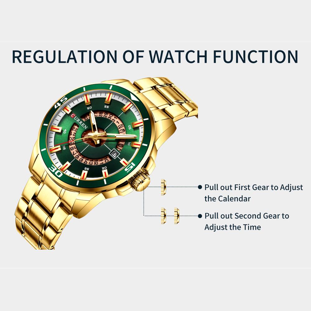CURREN Stainless Steel Men's Watch Fashion Design Quartz Wristwatch with Date Clock Male Reloj Hombre Watch Men