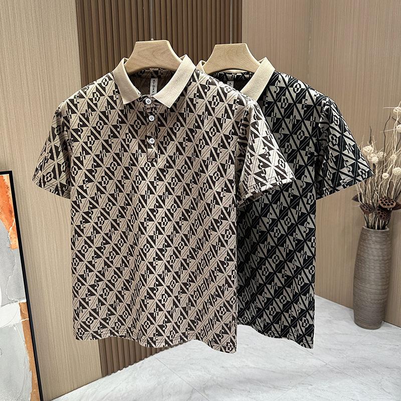 Pánské polokošile s krátkým rukávem Letní Nové Knoflíky Pěkné Špičkové Slim Ležérní S polovičním rukávem Klopa Zralé Tričko Trendy Značka