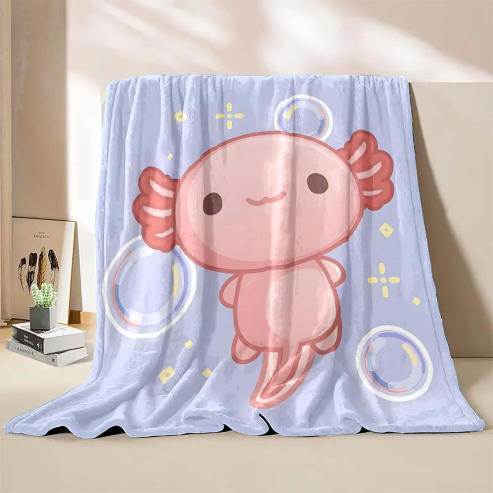 

6 Sizes Cute Axolotl Printed Blanket Warm Soft and Comfortable Home Travel Blanket Sofa Bedding Cover Blanket Kids Gamer Gift 75x90cm