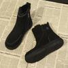 Suede Flats Fur Ankle Women Snow Boots Cozy Warm Plush Cotton Shoes Fashion Mid Heels Boots Woman Trend Goth Chelsea Botas Mujer