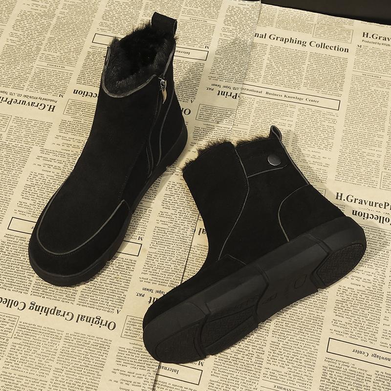 

Замшевые балетки меховые женские зимние сапоги удобные теплые плюшевые хлопковые туфли модные ботинки на среднем каблуке женские трендовые готические ботинки челси женские 40 чёрный