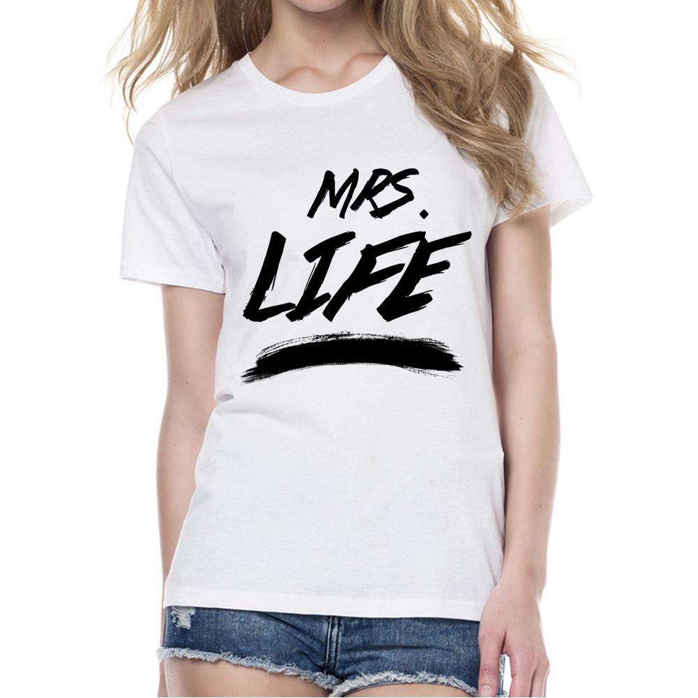 Summer Couple T Shirts Mr Good Mrs Life Letter Printed Cotton O Neck Tees