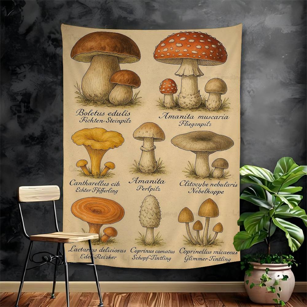 

Vintage Classic Wall Art Plants Mushroom Hanging Bohemian Tapestry Hanging Tarot Hippie Wall Rugs Dorm Japanese Tapestry 74x94cm(29x37in)