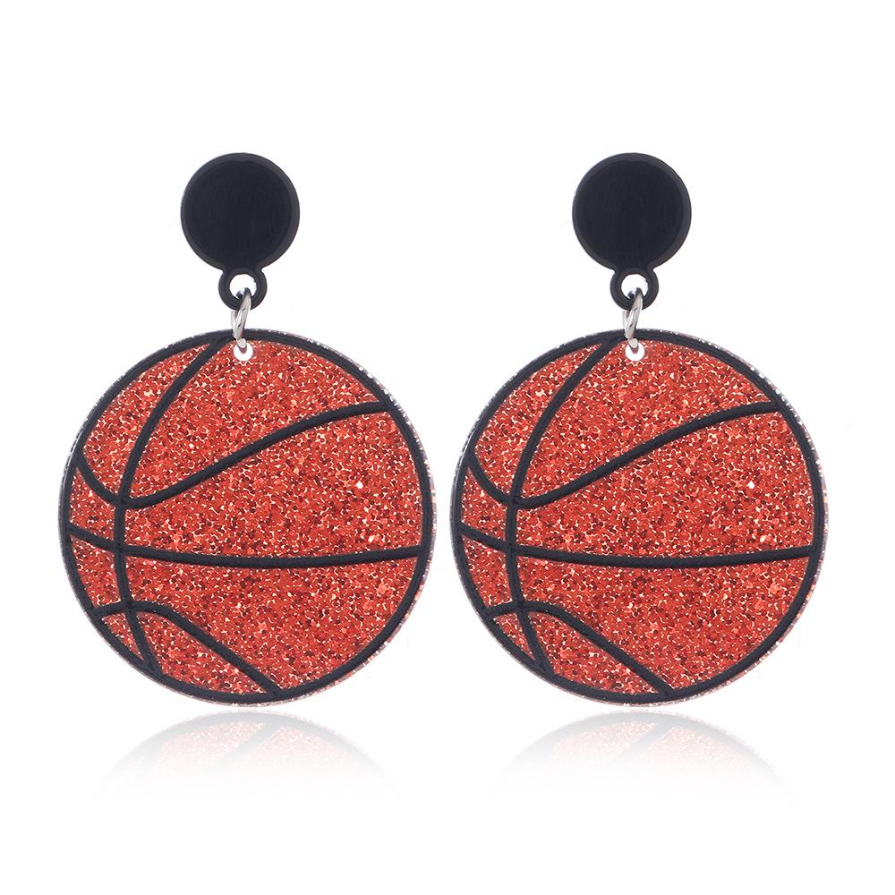 European & American Creative Sports-Themed Acrylic Earrings: Football, Basketball, Baseball, Rugby