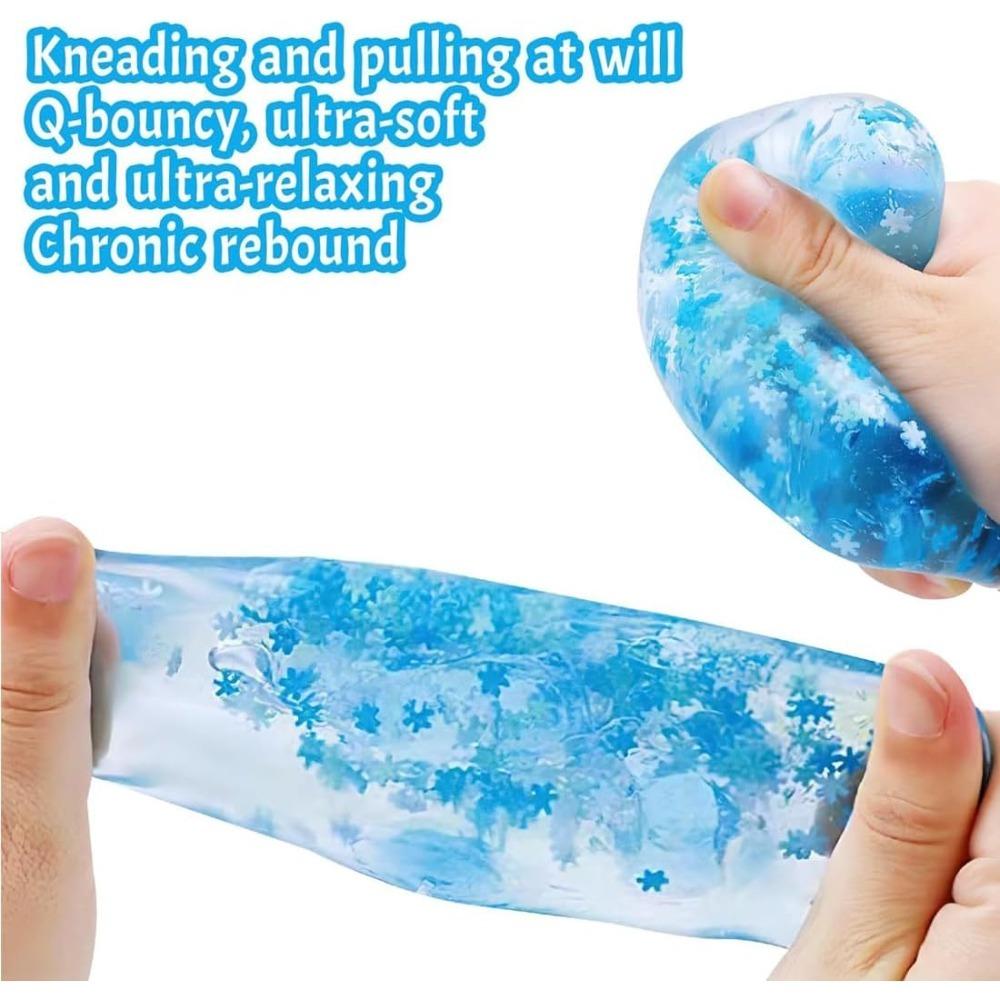 Blue Ice Cube Stress Ball - Squishy Fidget Toy for Anxiety Relief, Sensory Snowflake, ADHD Autism, Party Favors Kids Adults