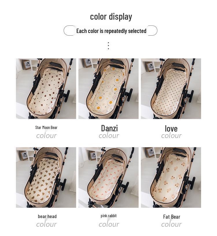 Reversible Quilted Baby Stroller Pad: Soft Crepe-Velvet, Double-Sided Cotton Cushion