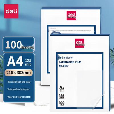 Deli 3817 A4 Laminating Film (125mic, 100 Sheets) CN Plug (adapter Included)