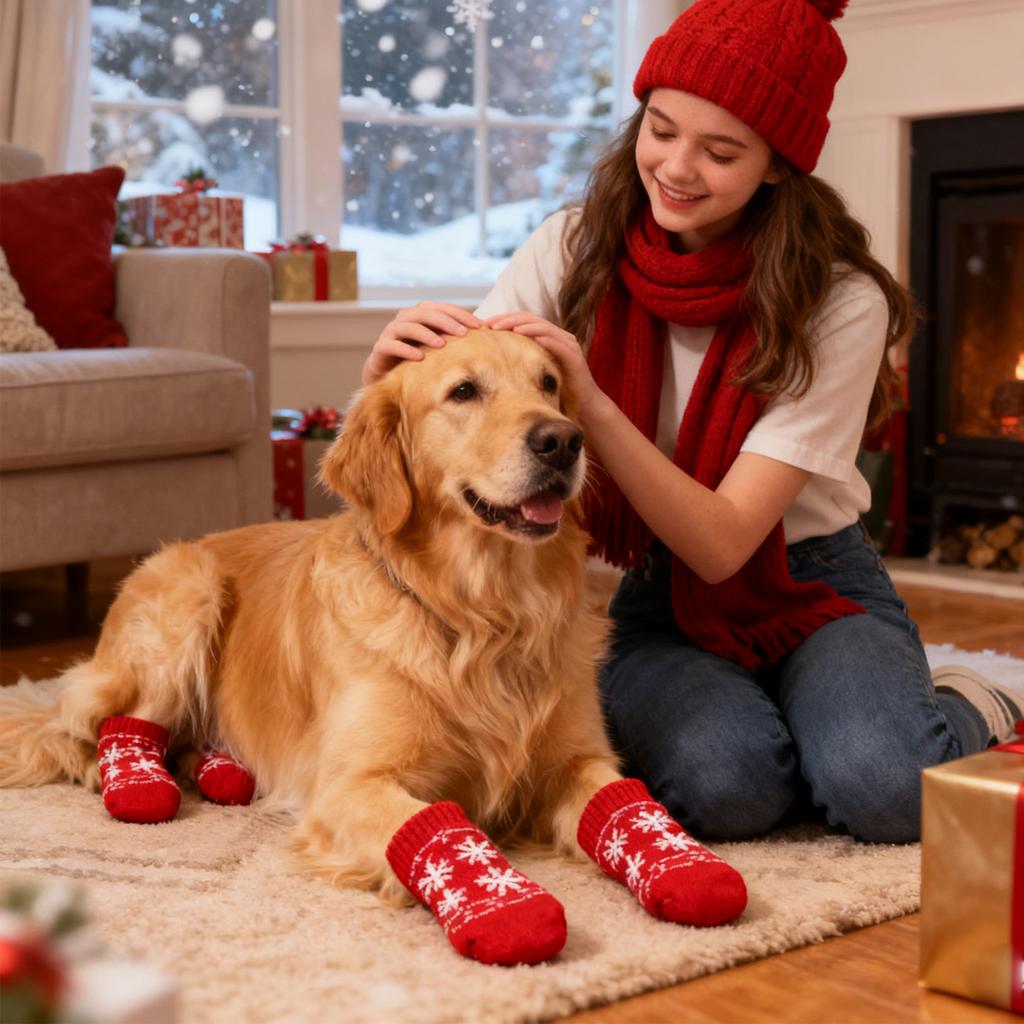 Christmas Socks, Santa, Snowman, Covers, Teddy Bear, Scratch, Dirt, Small Dog Pet Christmas Pet Socks