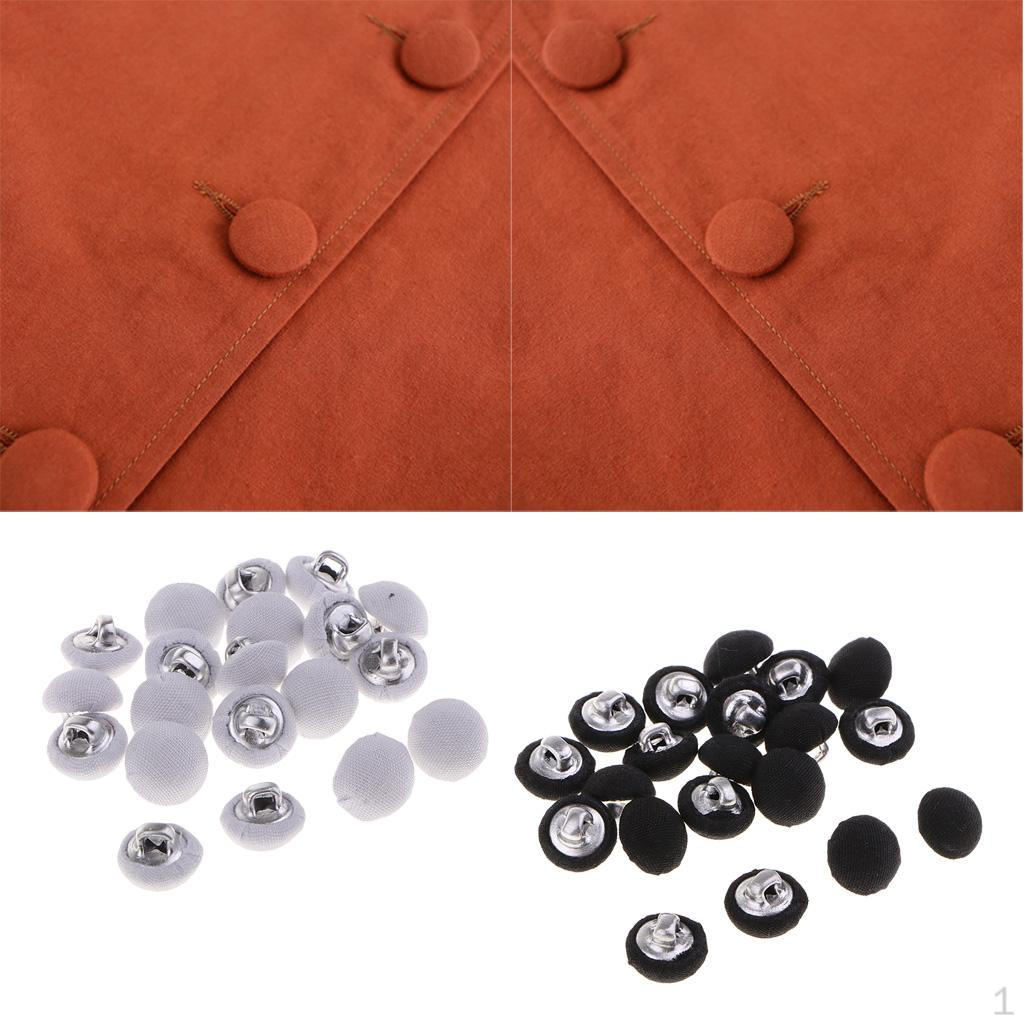 

Pack of 40 Fabric Covered Buttons Craft black and Round Shaped for DIY, Sewing Crafting