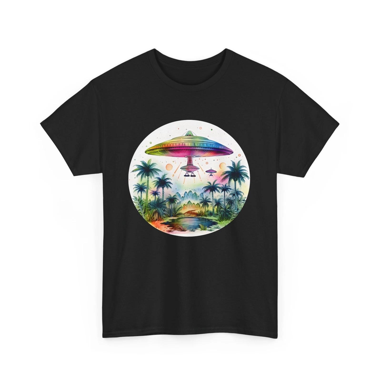 Rainbow Hippie Retro Ufo Alien T-Shirt | Travel & Freedom Hippie Shirt 2XL