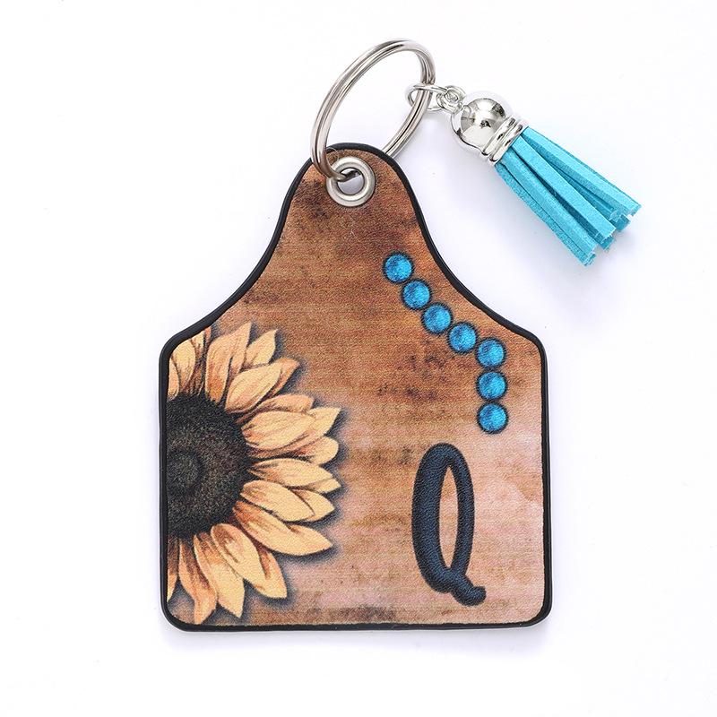 Sunflower Leather Tassel Keychain Pendant