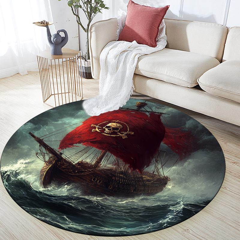 

Ship pattern round rug,Carpet Rug for Living Room Bedroom Sofa Playroom Decor,Non-slip Floor Mat,Holiday Gifts and Birthday Gifts. 80cmx80cm