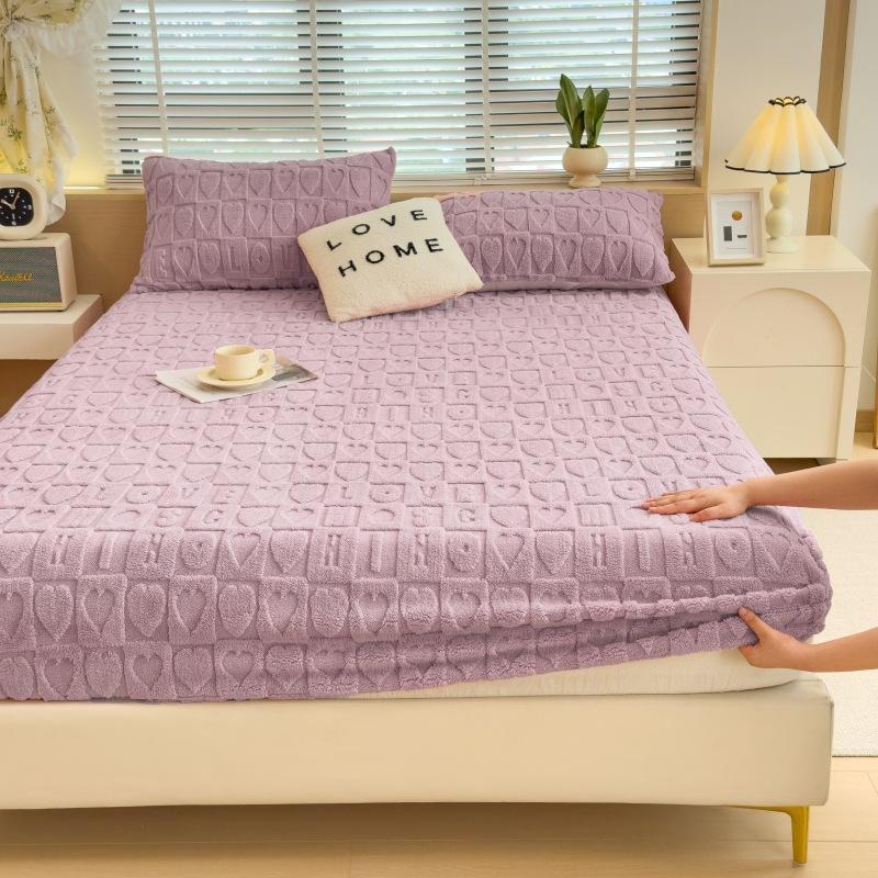 2025New Thickened Warm Bed Sheet Single Piece Autumn Winter Coral Fleece Bed Sheet Taffeta Mattress Protector
