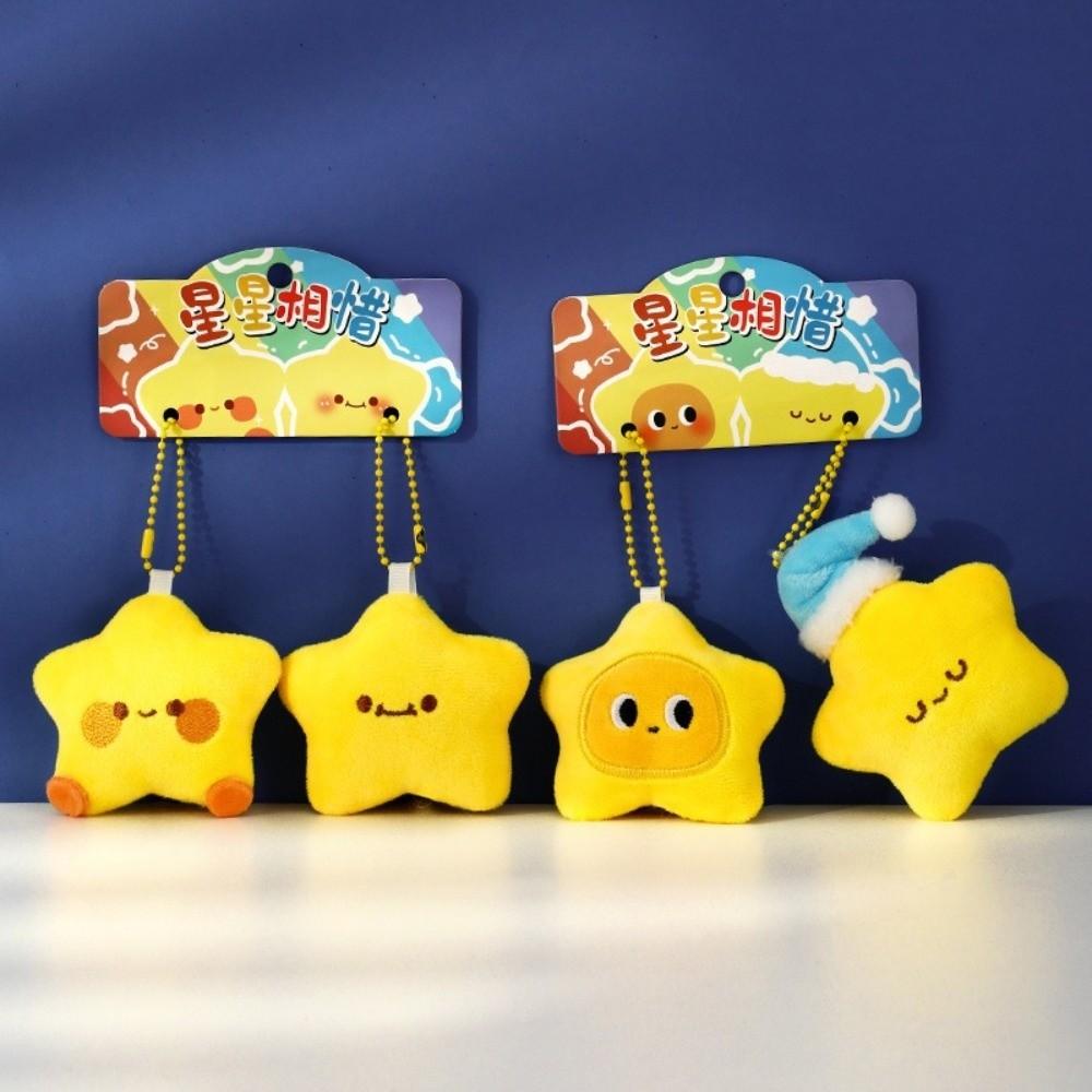 Good Luck Plush Star Keychain Cute Wishing Star Pendant Best Wishes Pentagram Lanyard Friendship