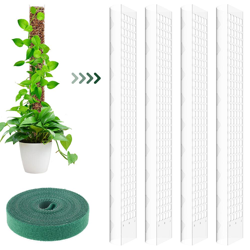 2/4/6Pcs Moss Pole Plastic Plant Pole Stick Reusable Transparent Plant Support Gardening Supplies Accessory for Climbing Plants