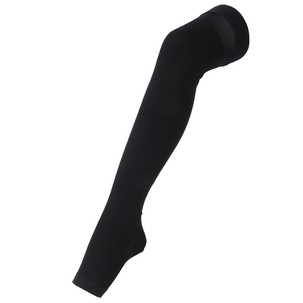 Open Toe Compression Thin Stockings Versatile Thigh High Mercerization Socks Black