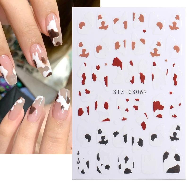 1 arkusz Ultra cienka geometria 3D nieregularna wirująca fala krowa naklejka do Manicure w stylu francuskim wzory pasków naklejka na linię paznokci