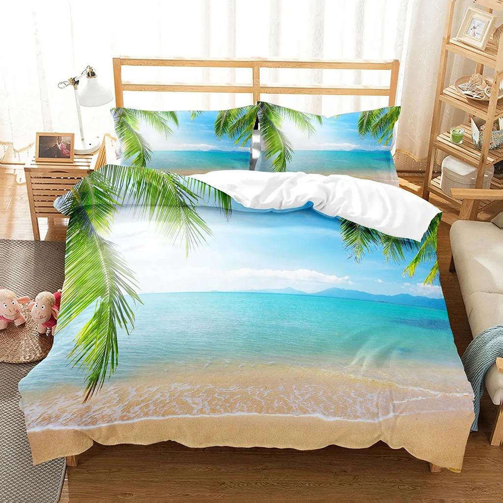 Coconut Duvet Cover Set Coconut Tree Pattern Quilt Cover for Boys Girls Kids Bedroom Decor Double Single Size Comforter Cover