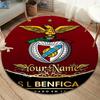 Benfica Eagle Crest Custom Name Round Area Rug Carpet Rug For Living Room Bedroom Sofa Playroom Decor Nonslip Floor Mat