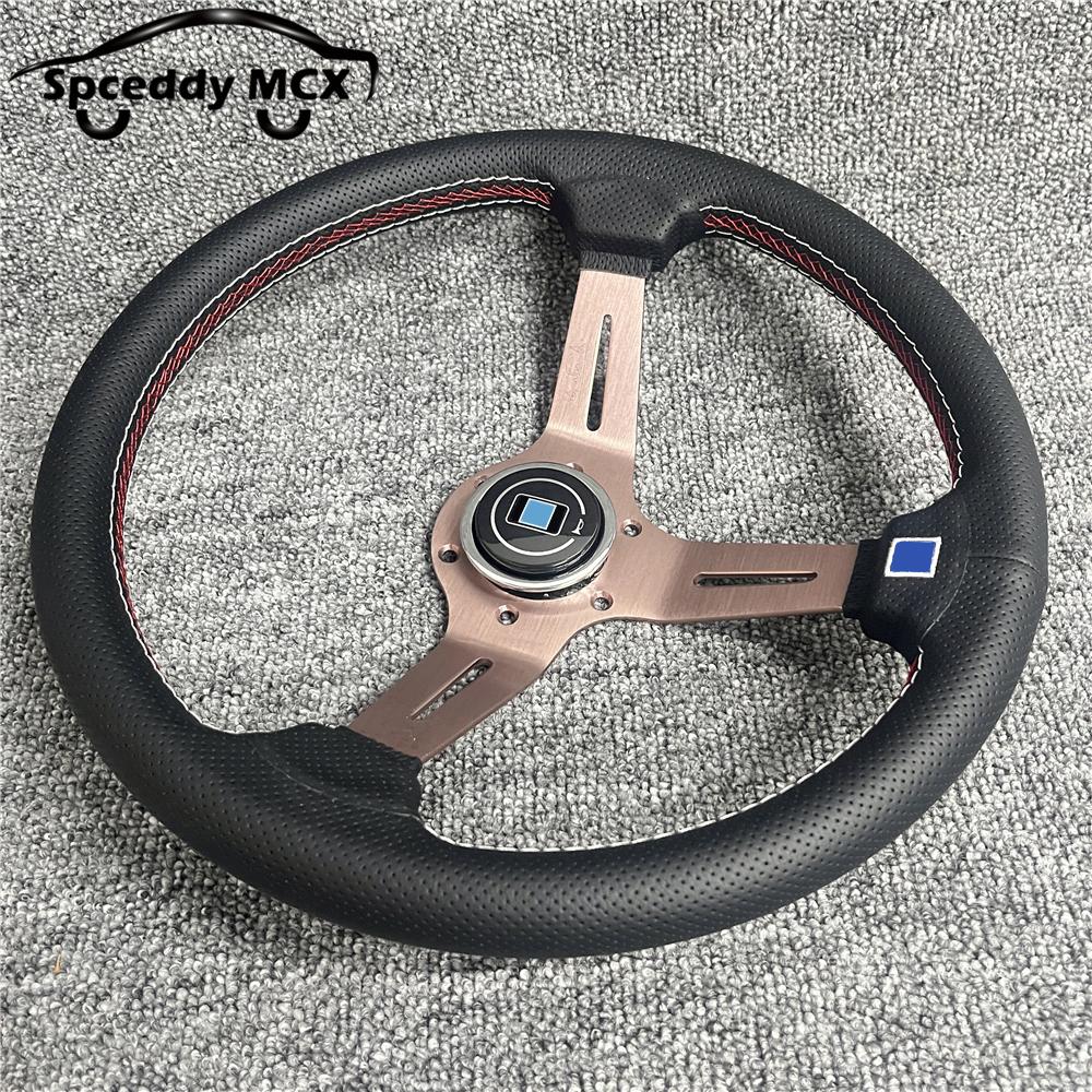 Spceddy Für Lenkrad 14 Zoll 350mm Perforiertes Leder Konkav Auto Sportlenkrad