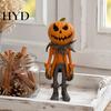 Unique Holiday Gift for Fall Pumpkin Witch Figurine, Spooky Halloween Statue with Lantern, LED Lighted Night Lamp Vintage Gothic Resin Tabletop Mantel