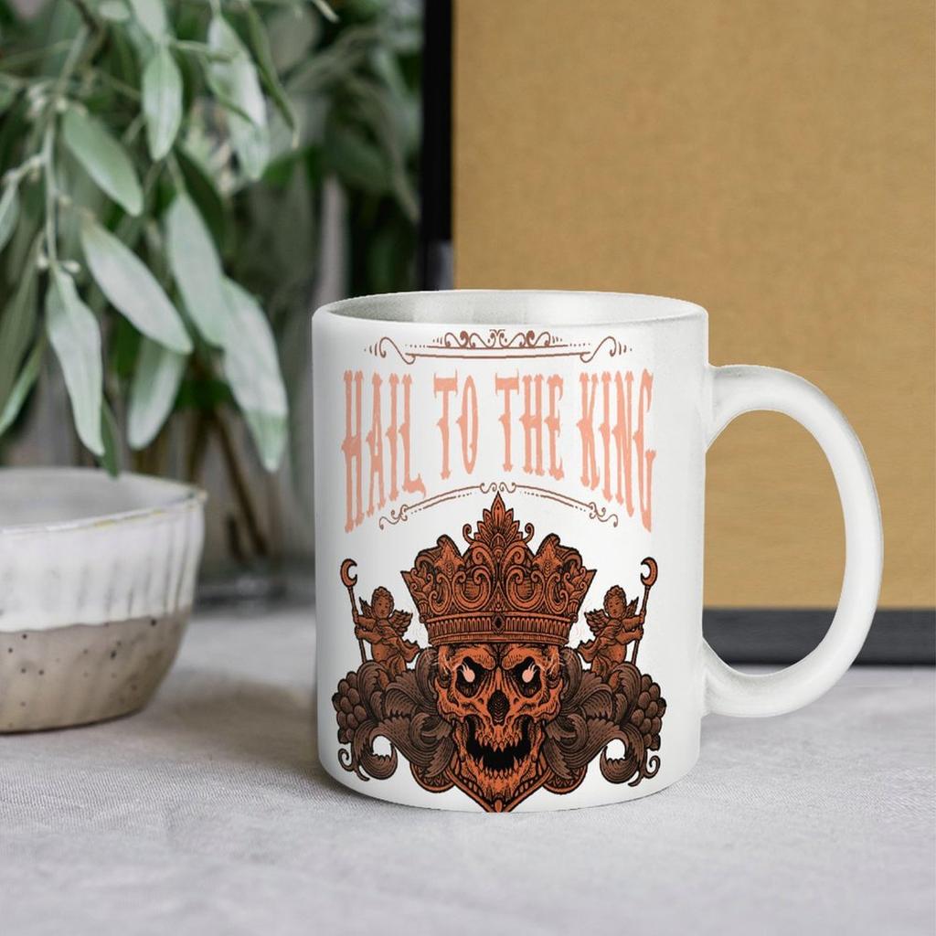 11oz Weiße Keramiktasse mit beidseitigem Druckdesign, Perfekt für Morgenkaffee und entspannende Getränkemomente