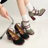 Frühling Sommer Dicke Ferse Damen Mary Jane Schuhe Schmetterlingsknoten Schnalle Riemen Schuhe Damen Elegant Partykleid Pumps